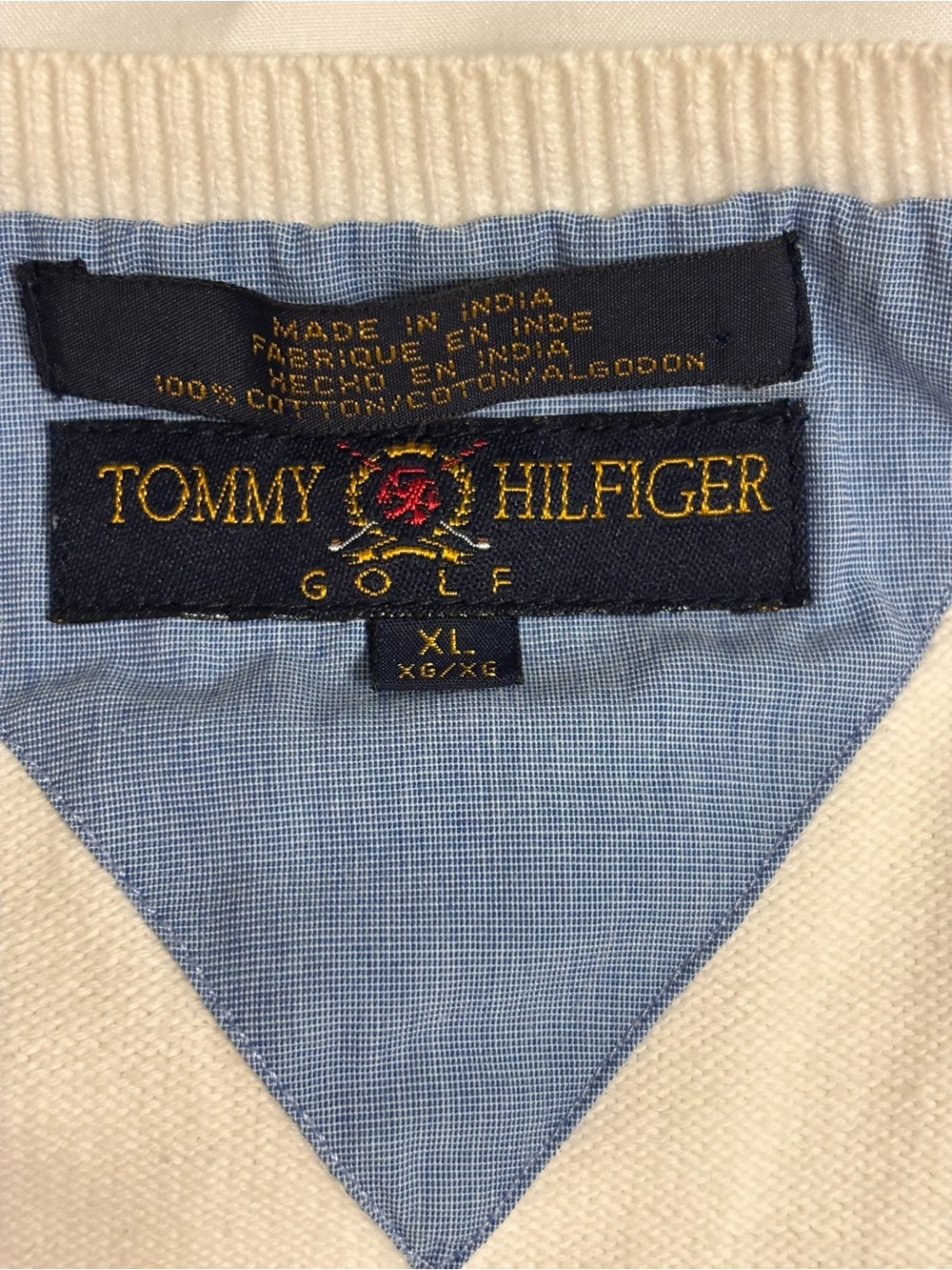 Tommy Hilfiger White Cable-Knit V-Neck Sweater Vest - Classic Sleeveless - Picture 2 of 7